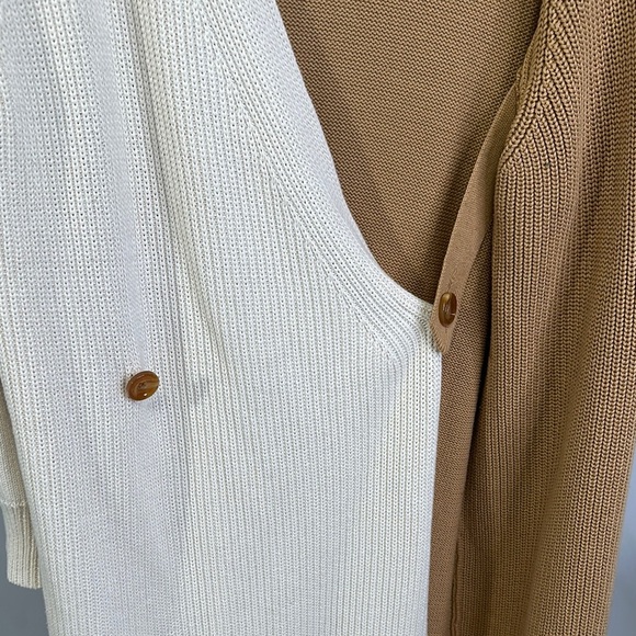 Prima - Camel & Ivory Two-Toned Wrap Maxi Sweater Dress. - Picture 4 of 6